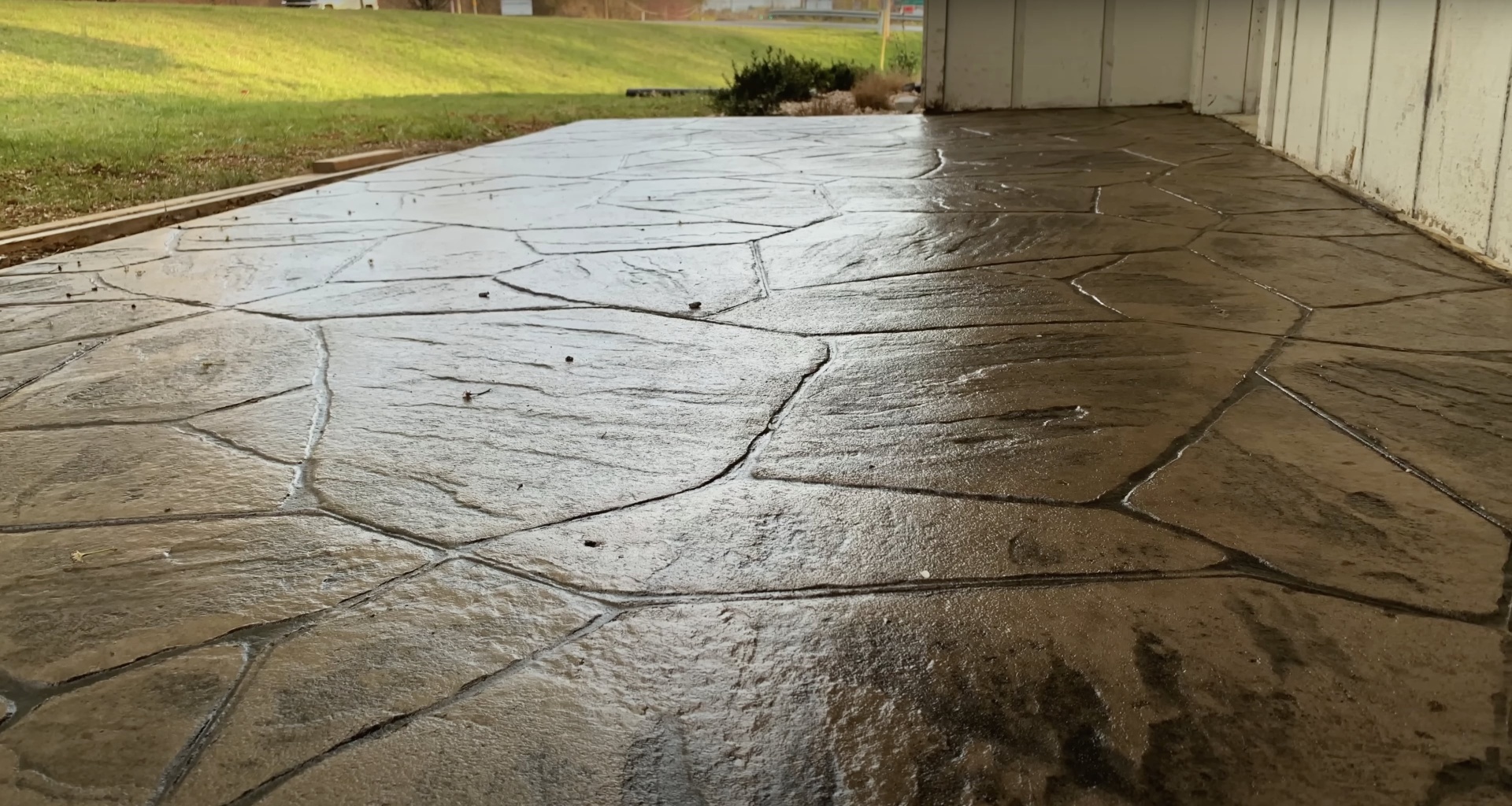 Existing concrete surface showing typical wear patterns and maintenance needs